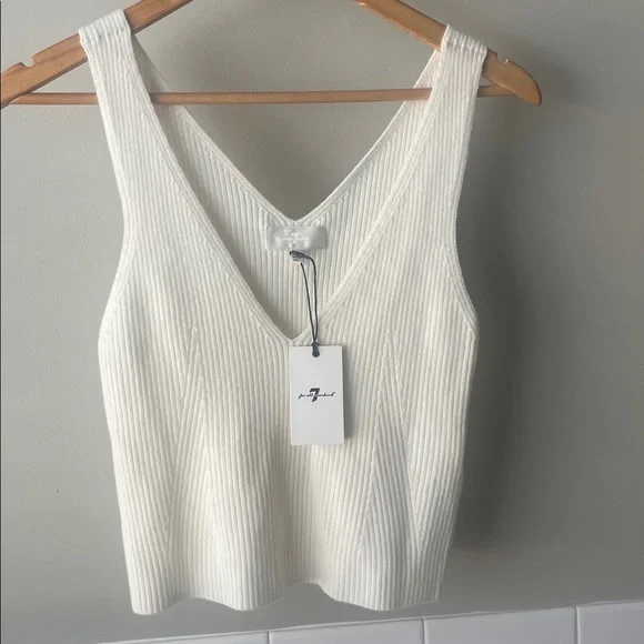 7 FOR ALL MANKIND CROP WOOL & CASHMERE-BLEND SWEATER TANK TOP - Picture 4 of 6